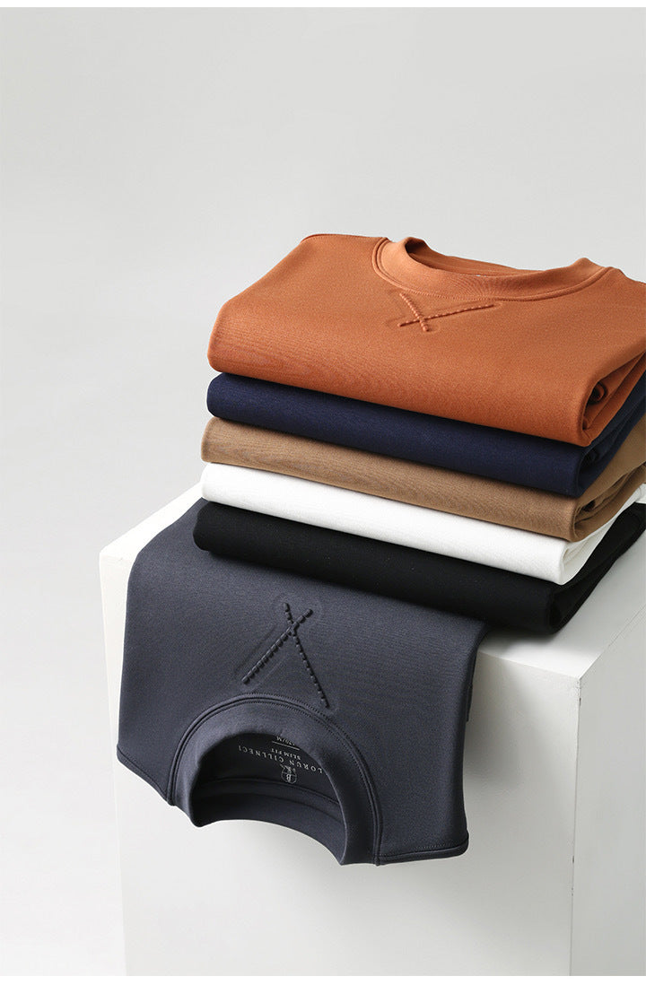 Spring and Autumn Solid Color Crewneck Sweater Men's Casual Loose