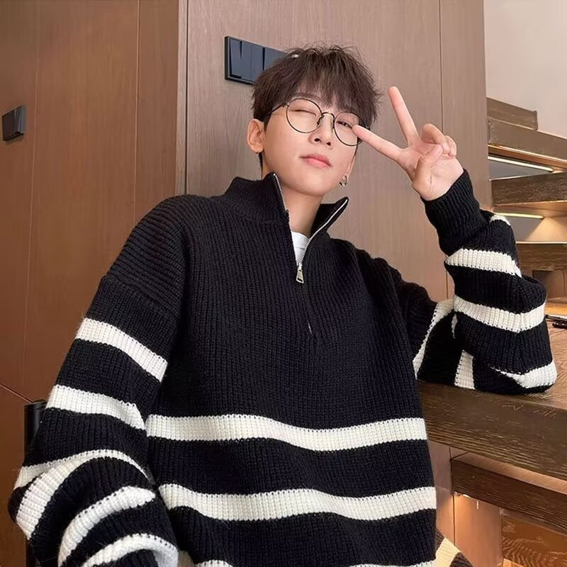Half Zip Vertical Collar Sweater exclusively for men.
