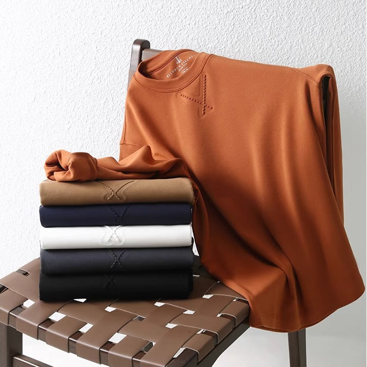 Spring and Autumn Solid Color Crewneck Sweater Men's Casual Loose