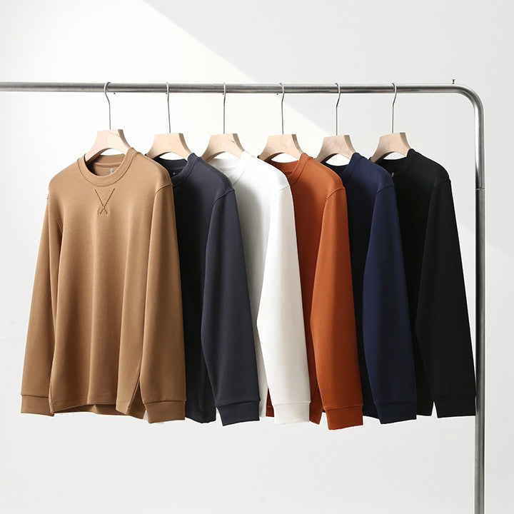 Spring and Autumn Solid Color Crewneck Sweater Men's Casual Loose