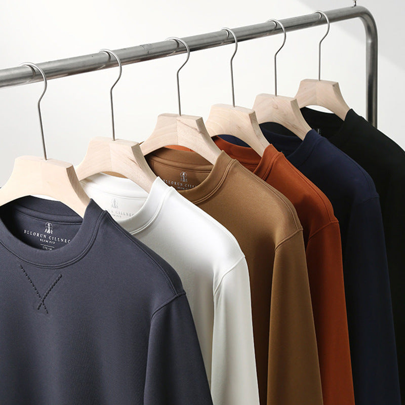 Spring and Autumn Solid Color Crewneck Sweater Men's Casual Loose