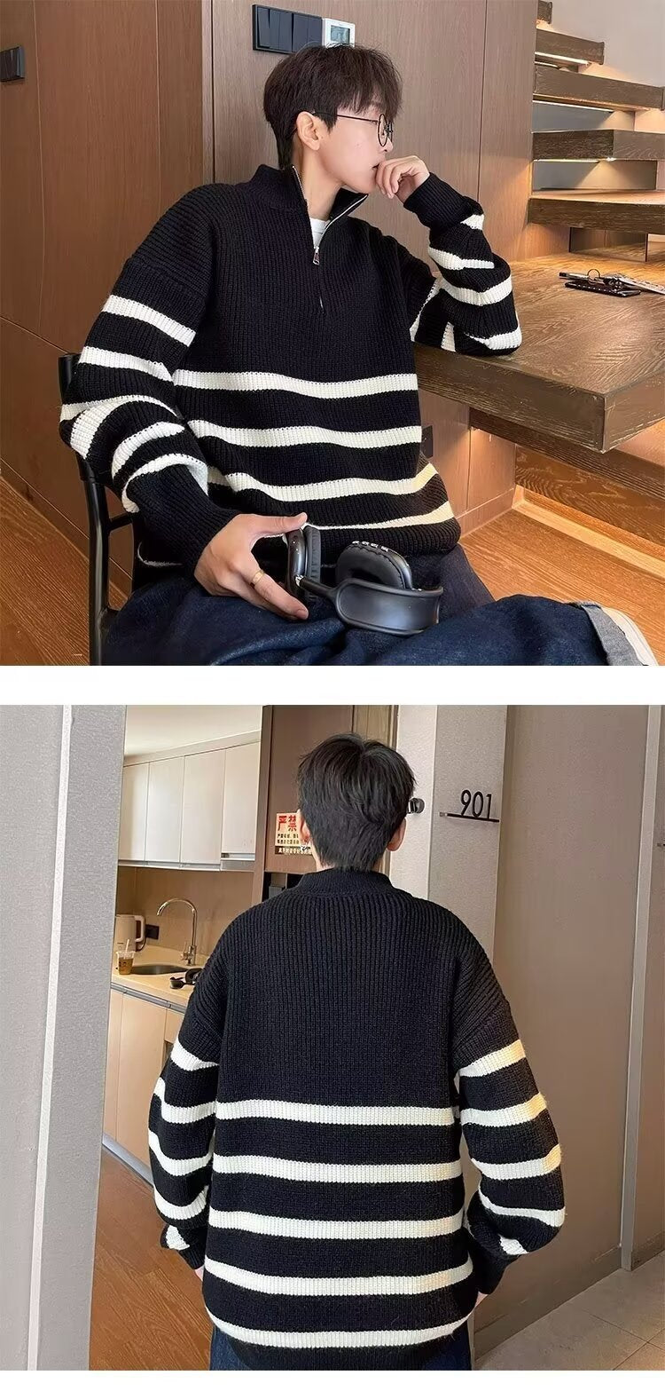 Half Zip Vertical Collar Sweater exclusively for men.