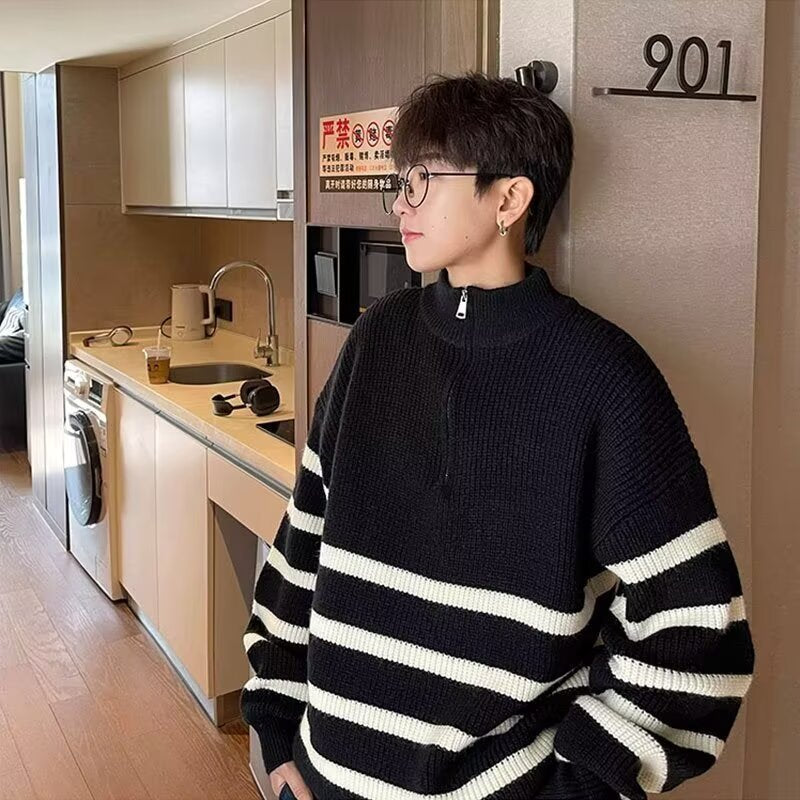 Half Zip Vertical Collar Sweater exclusively for men.