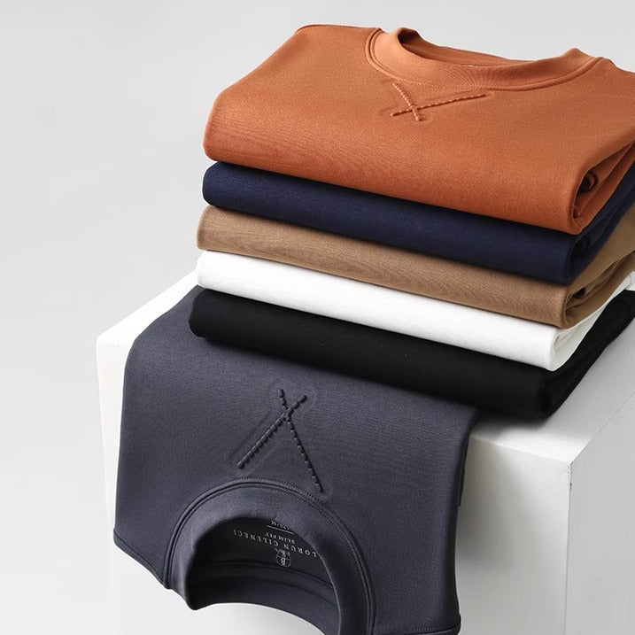 Spring and Autumn Solid Color Crewneck Sweater Men's Casual Loose