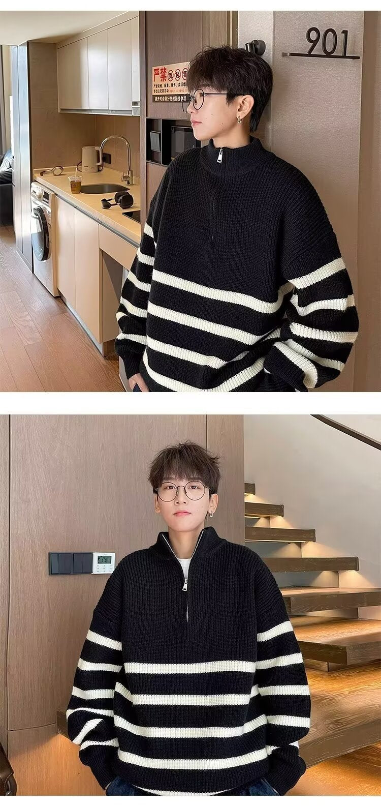 Half Zip Vertical Collar Sweater exclusively for men.