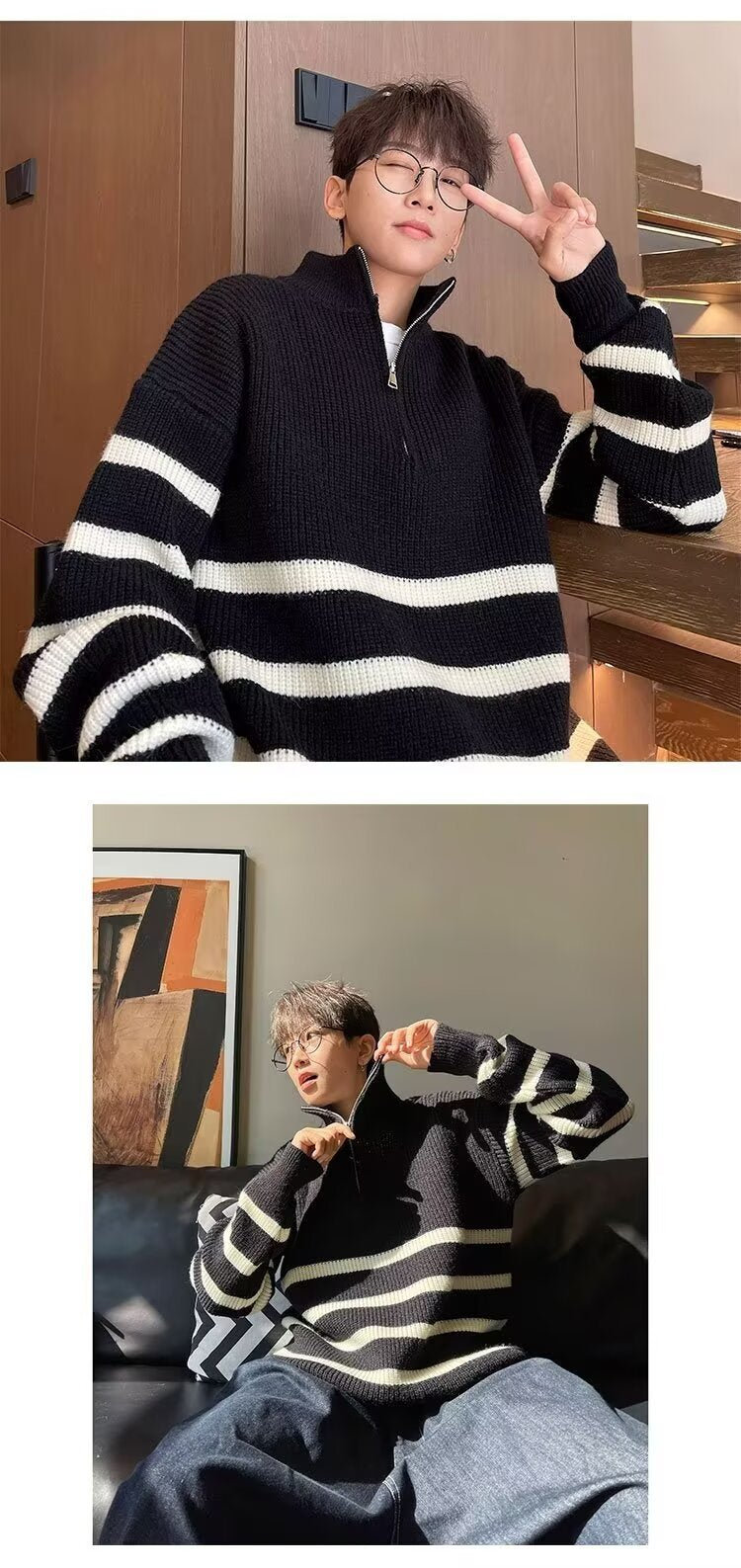 Half Zip Vertical Collar Sweater exclusively for men.