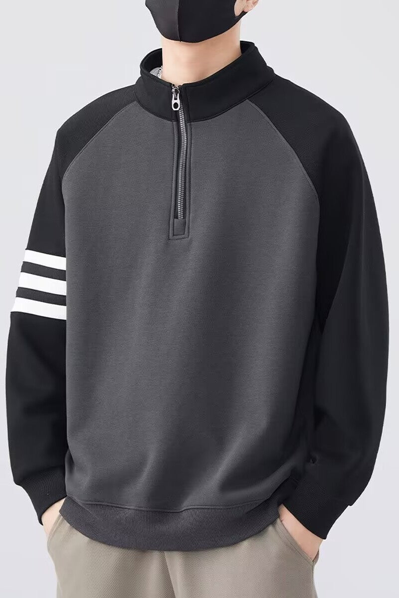 Half-zipper stand collar sweater exclusively for men.
