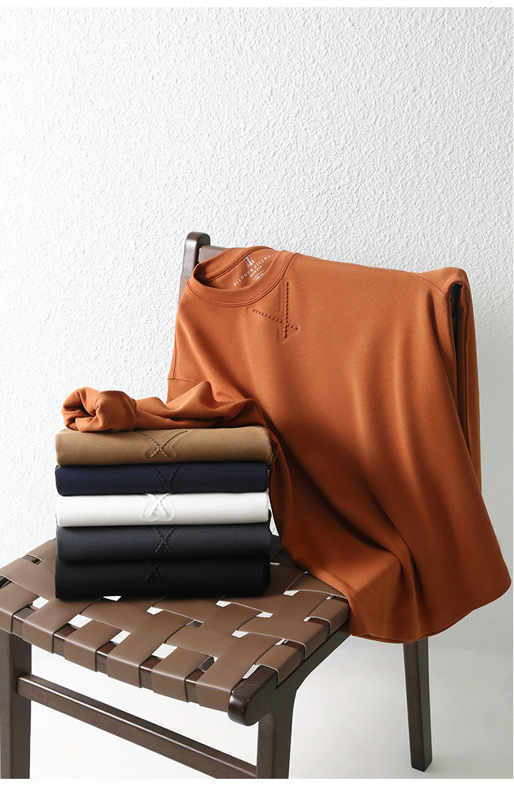 Spring and Autumn Solid Color Crewneck Sweater Men's Casual Loose