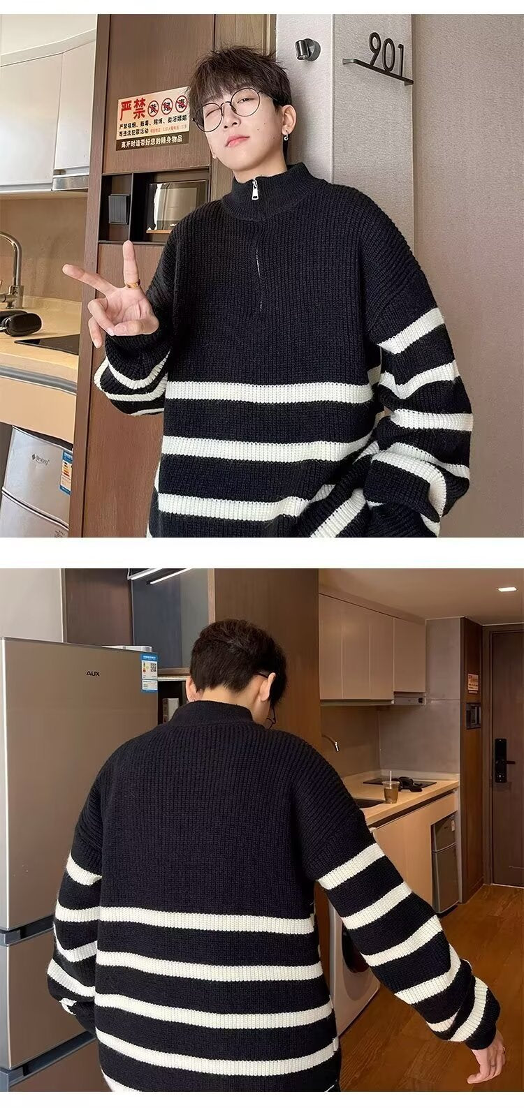 Half Zip Vertical Collar Sweater exclusively for men.