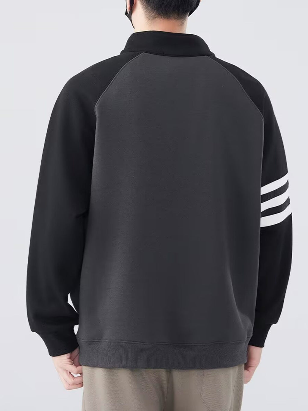 Half-zipper stand collar sweater exclusively for men.