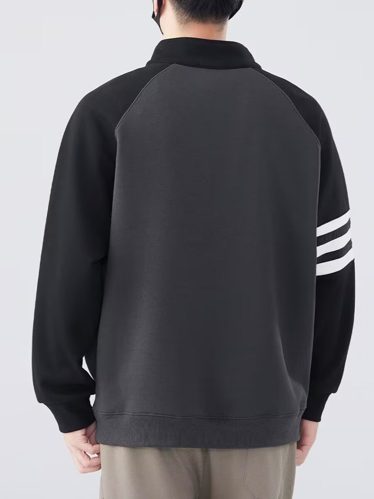 Half-zipper stand collar sweater exclusively for men.
