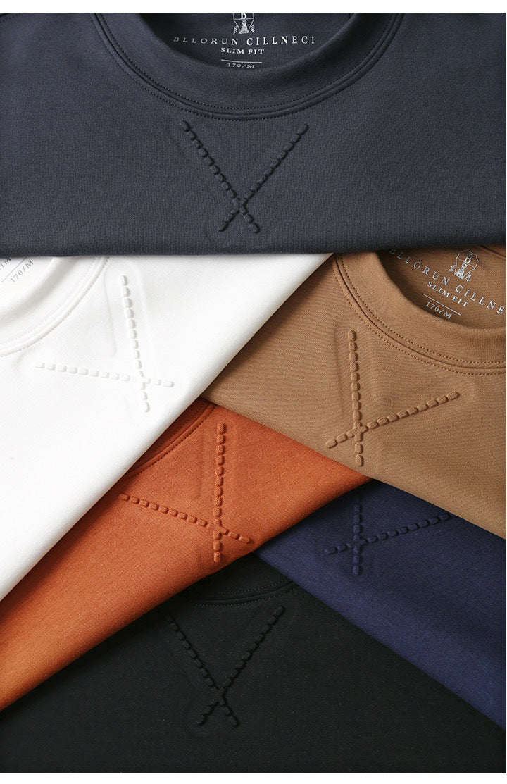 Spring and Autumn Solid Color Crewneck Sweater Men's Casual Loose