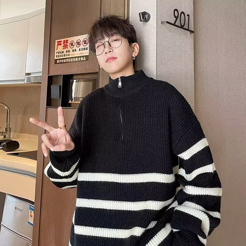 Half Zip Vertical Collar Sweater exclusively for men.