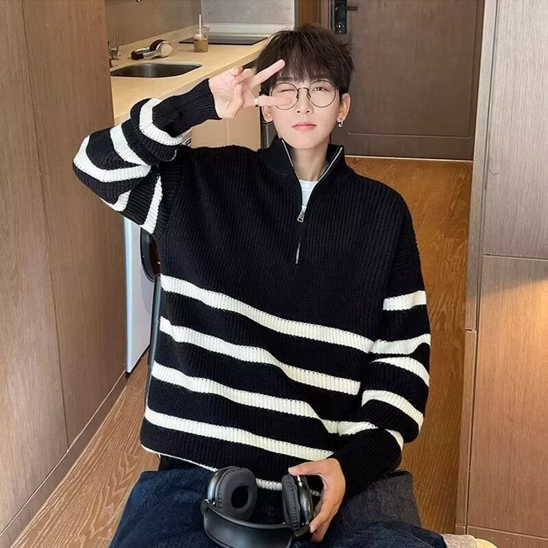 Half Zip Vertical Collar Sweater exclusively for men.